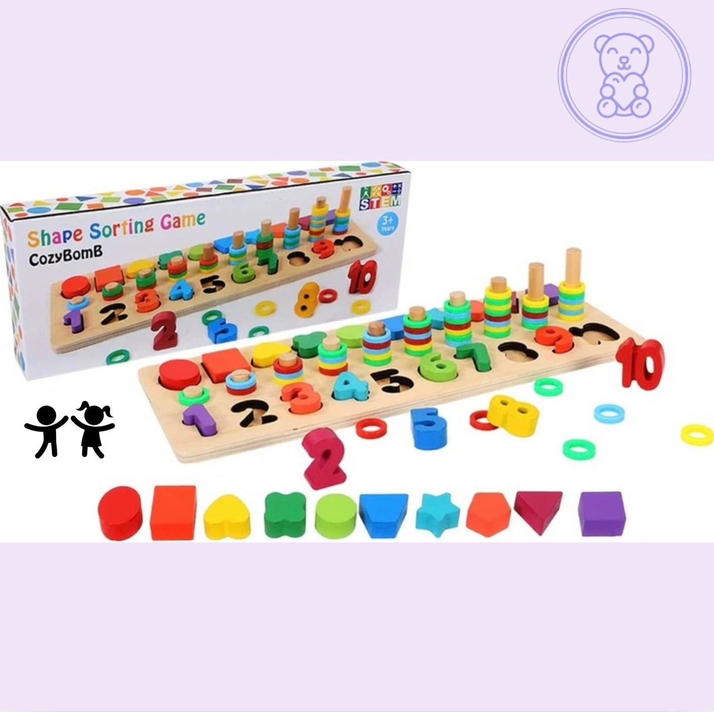 Mombelo™ Montessori Rainbow Counting & Shape Stacker
