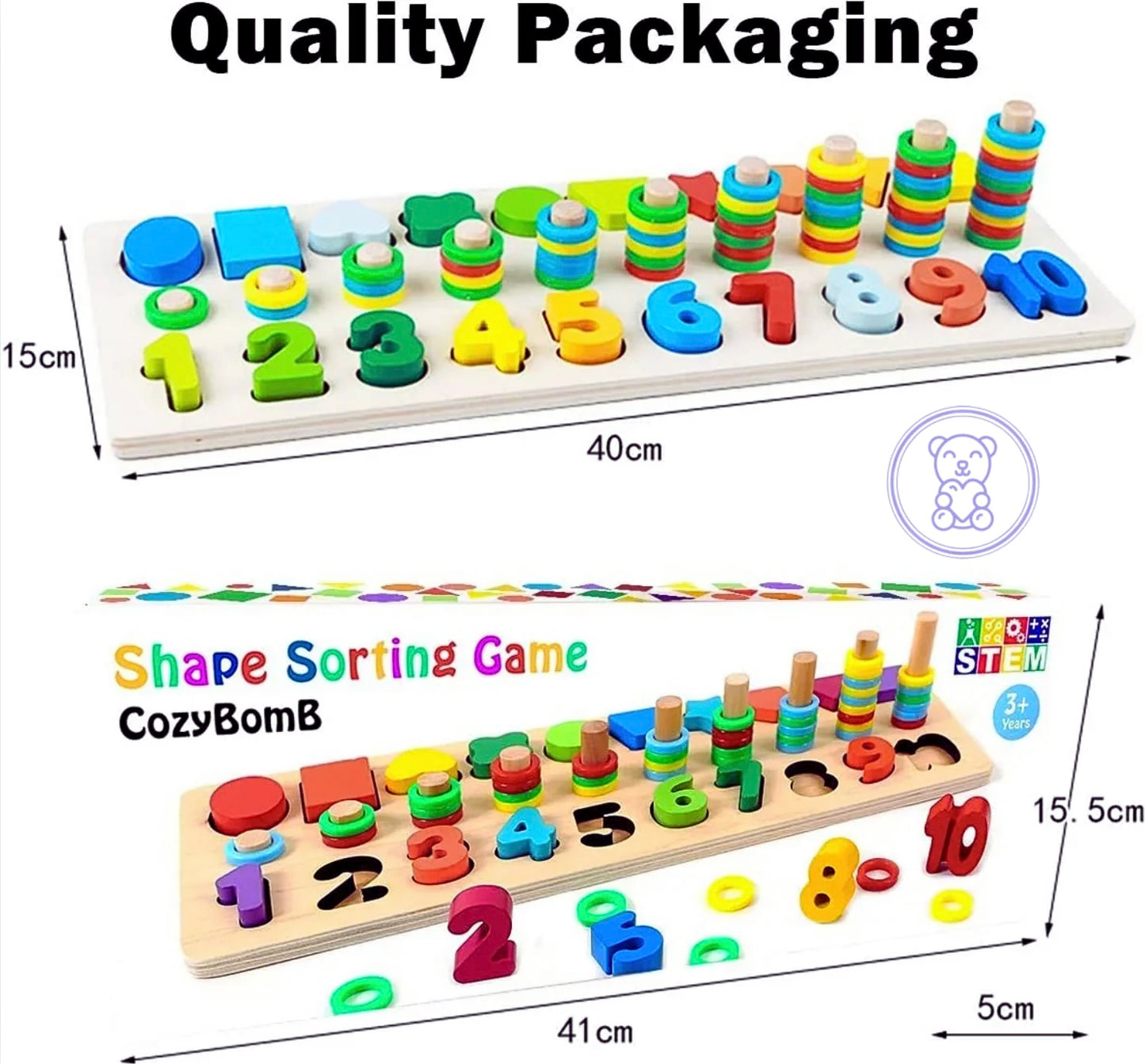 Mombelo™ Montessori Rainbow Counting & Shape Stacker