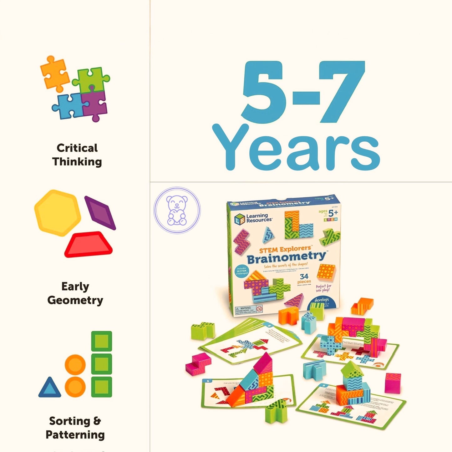 Mombelo™ Brainometry STEM Toy Set – 34 Brain-Boosting Pieces for Kids Ages 5+ (Copy)