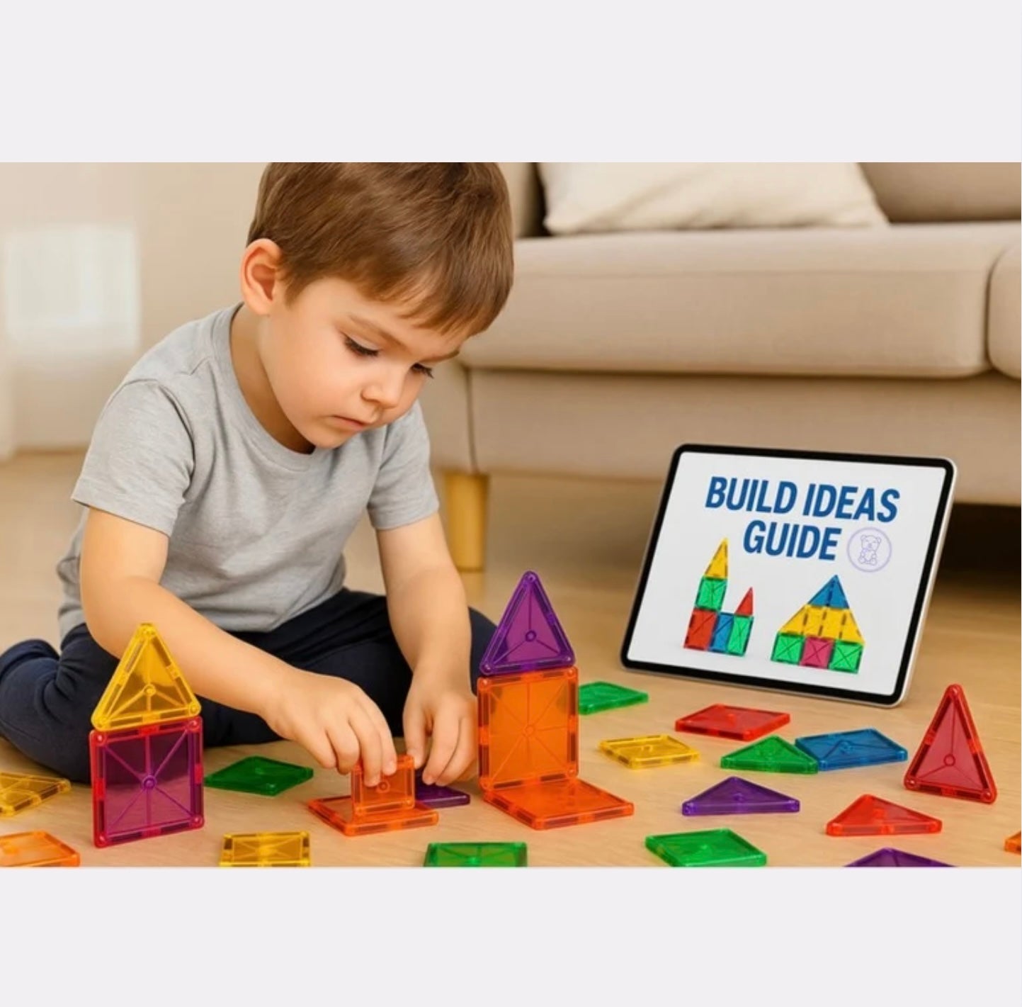 Mombelo™ BrightBlocks 32 – Magnetic Tile Set for Kids Ages 3–8