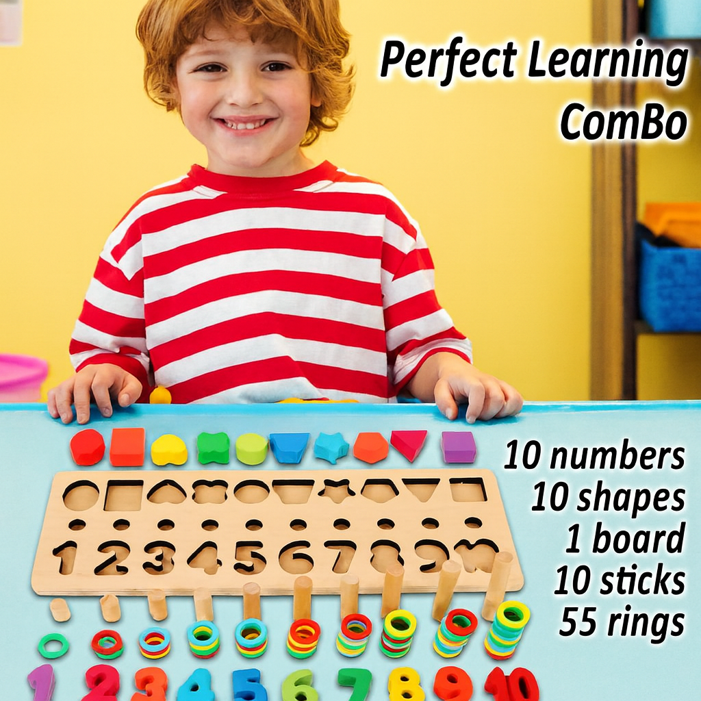 Mombelo™ Montessori Rainbow Counting & Shape Stacker