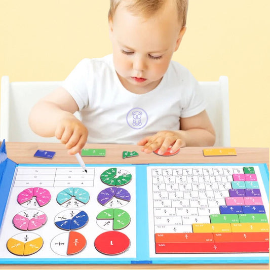Mombelo Fraction Master – Magnetic Wooden Math Book for Fun & Easy Fraction Learning