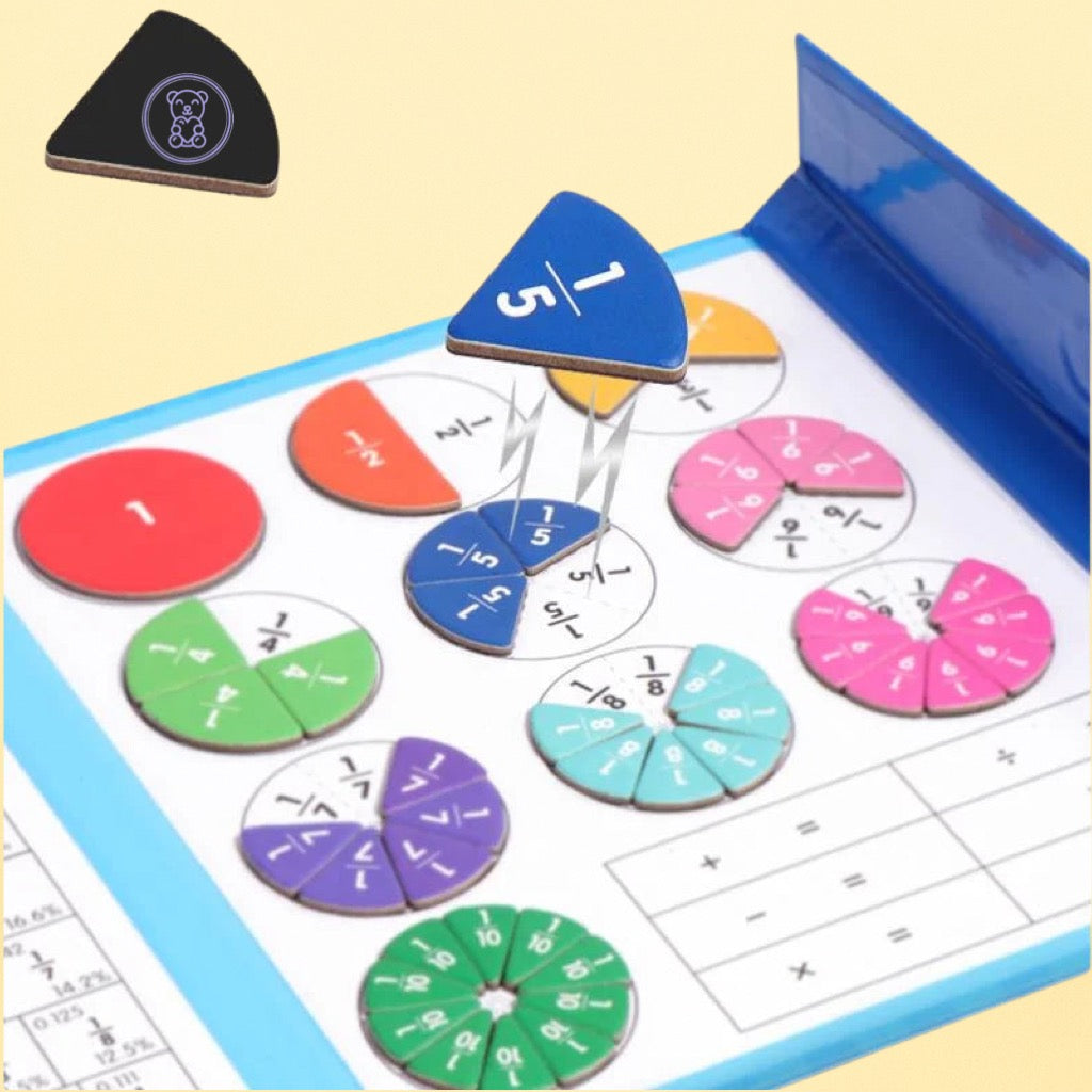 Mombelo™ Fraction Master – Magnetic Wooden Math Book for Fun & Easy Fraction Learning
