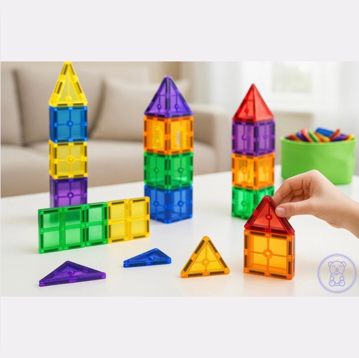 Mombelo™ BrightBlocks 32 – Magnetic Tile Set for Kids Ages 3–8