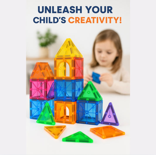 Mombelo™ BrightBlocks 32 – Magnetic Tile Set for Kids Ages 3–8